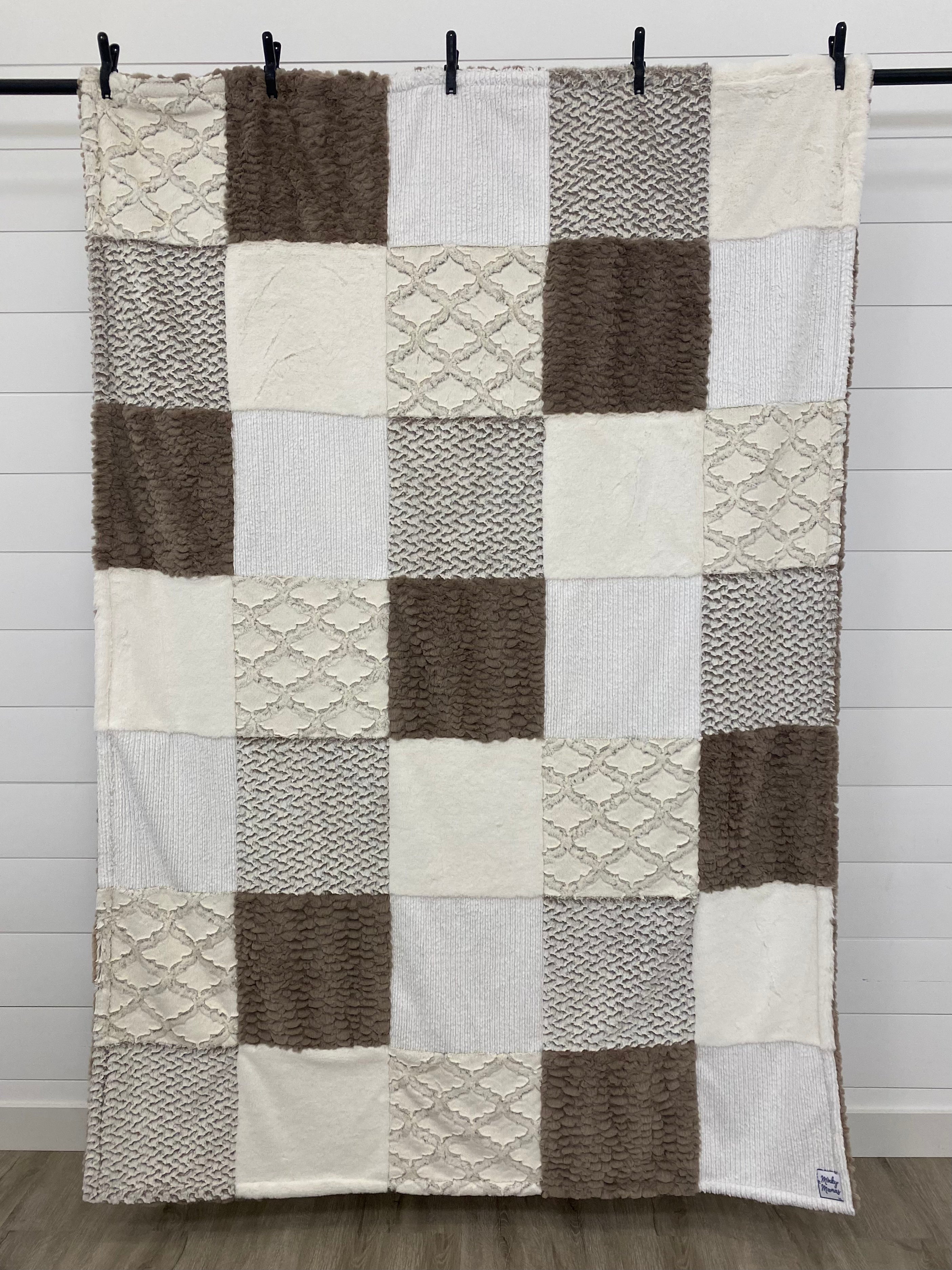 Neutral Minky Mama With Light Taupe Florence