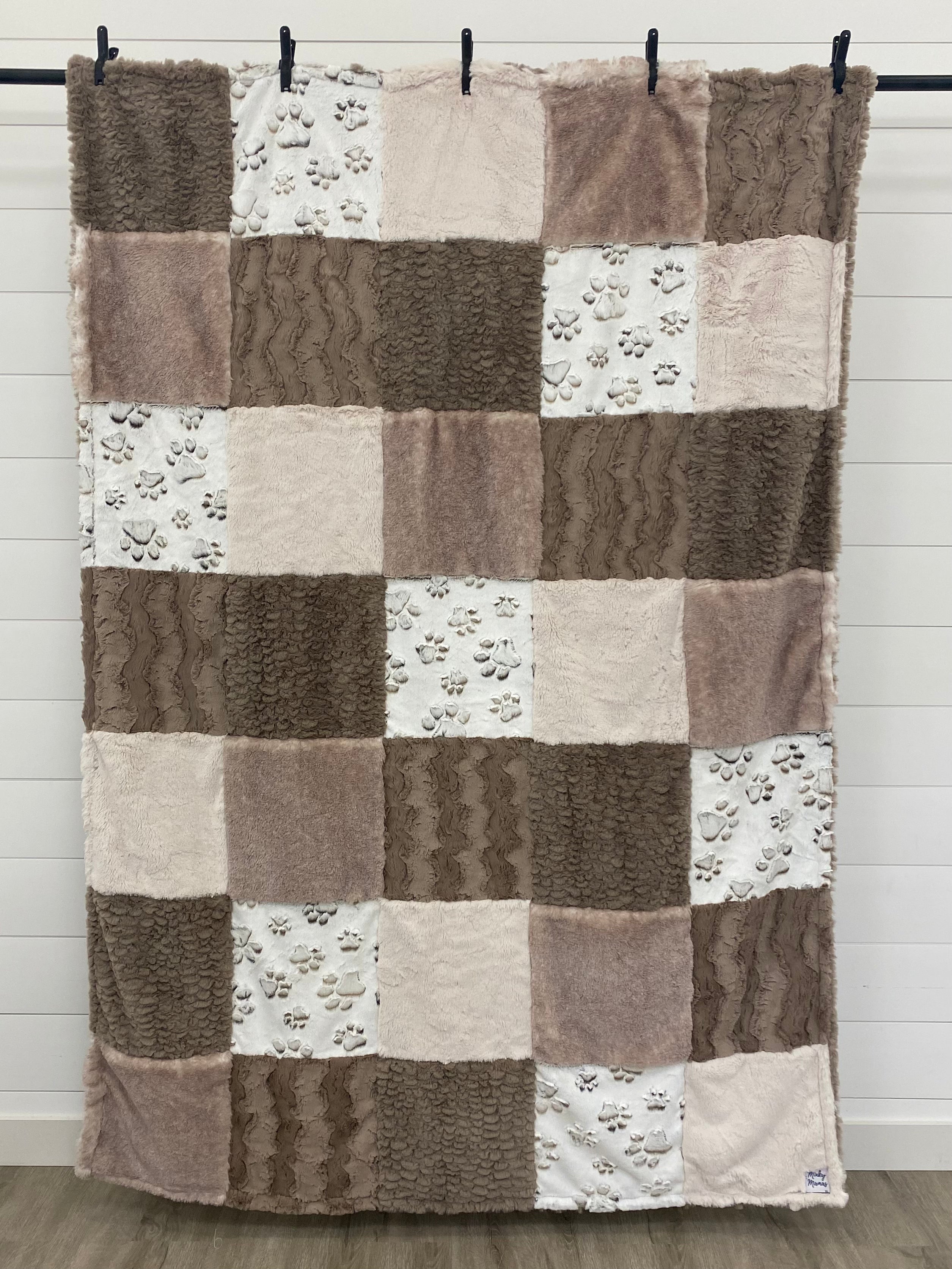 Taupe and Cream Minky Mama With Florence on the Back
