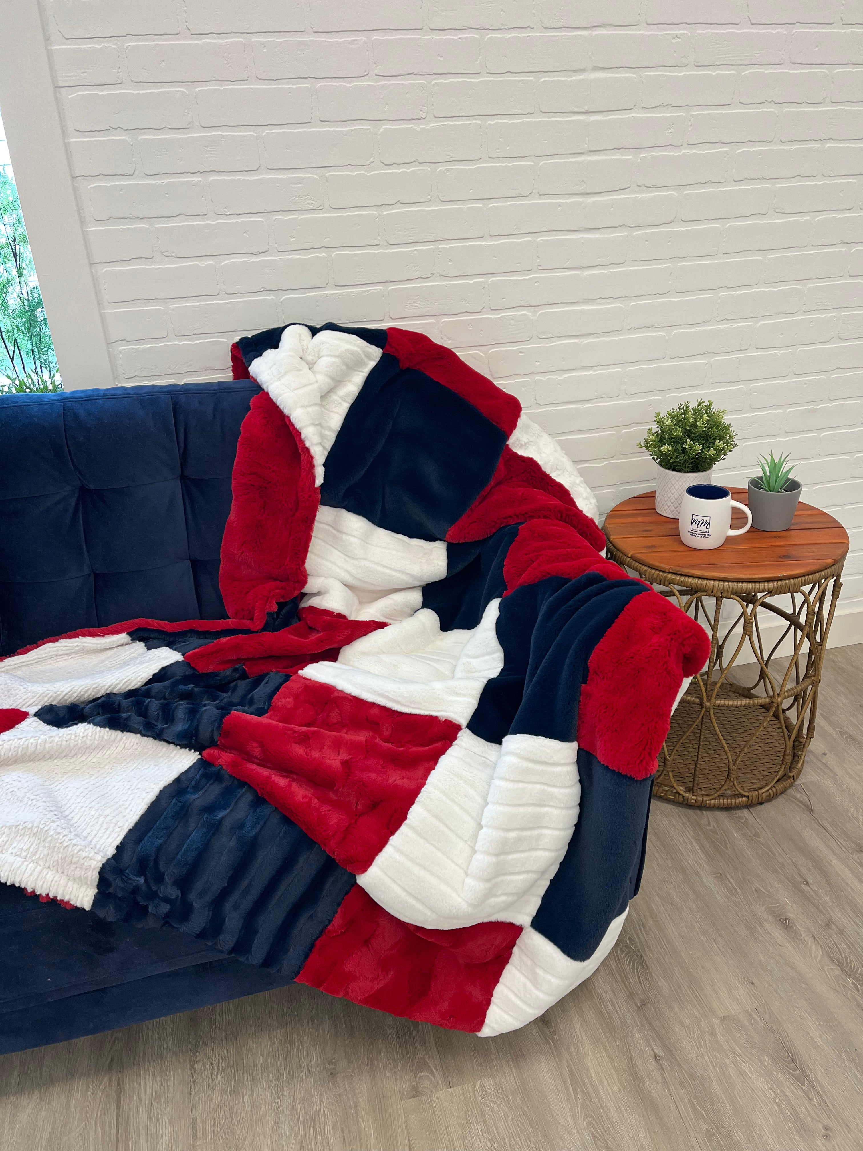 Red White and Blue Patchwork Minky Mama