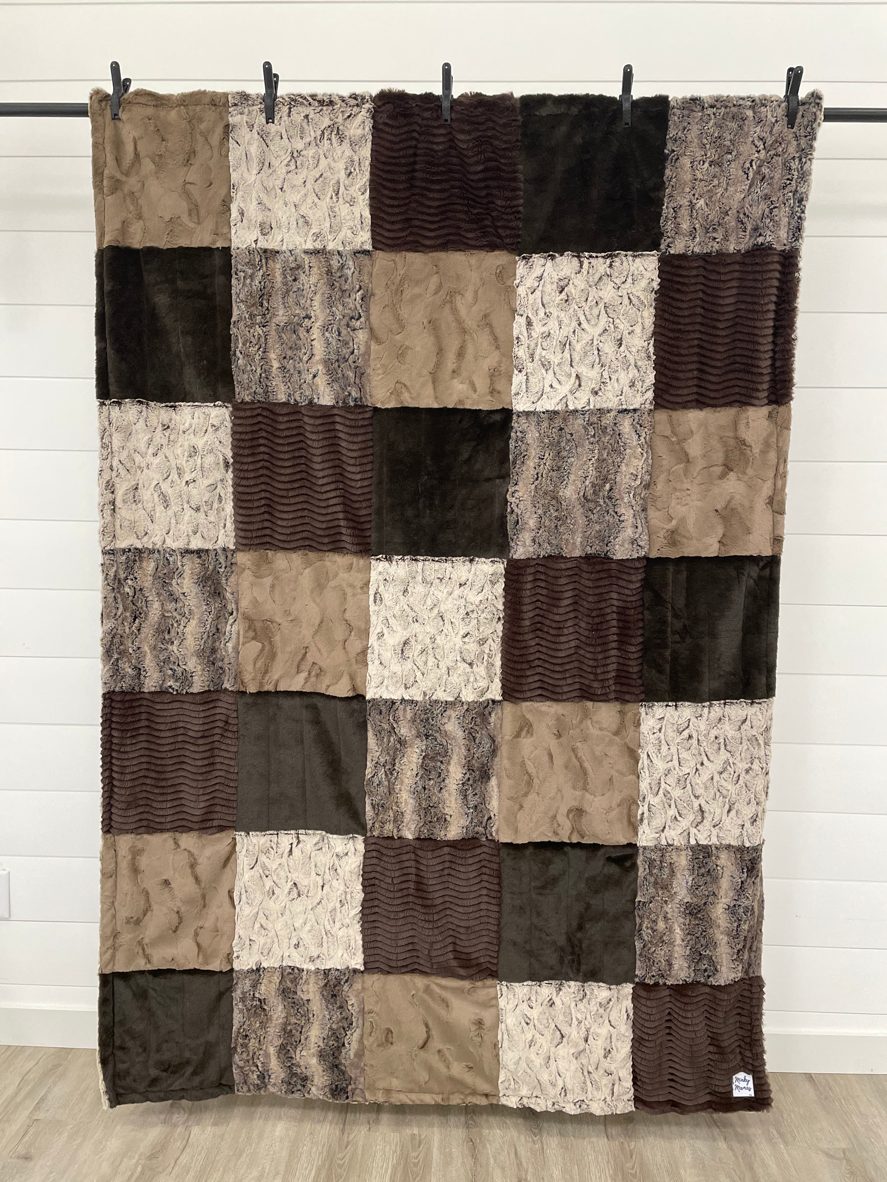 Shades of Brown Minky Mama With Espresso/Cream Frosted Bella on the Back