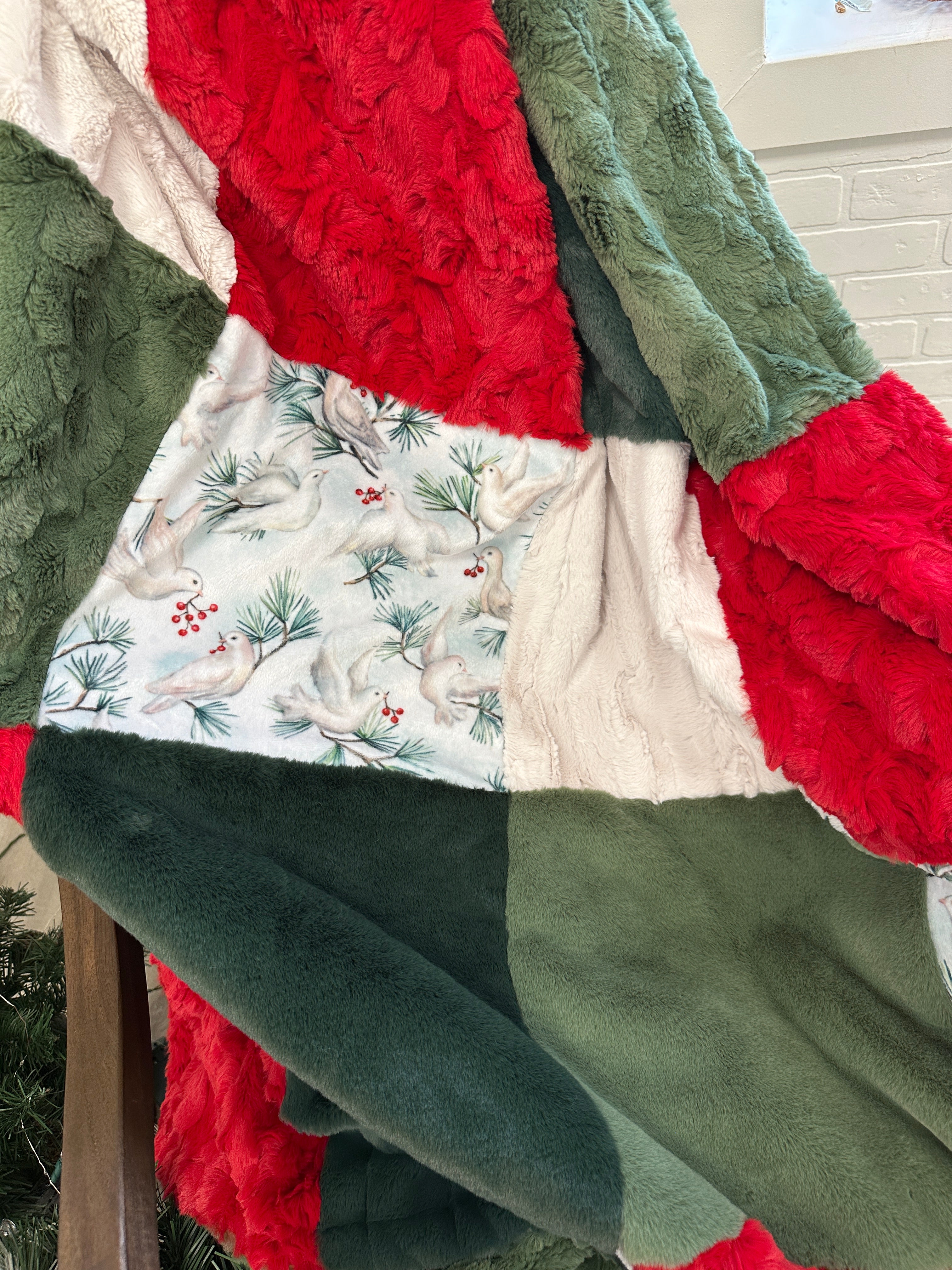 Christmas Dove Patchwork Minky Mama
