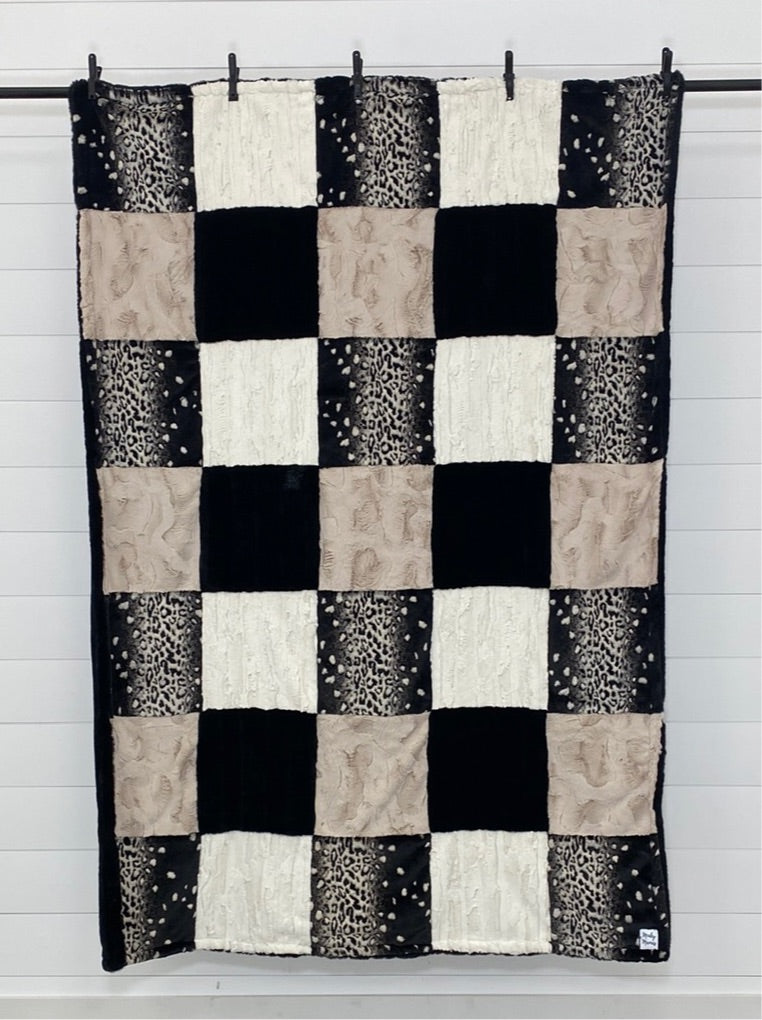 Black and Ivory Minky Mama With Sydney On The Back